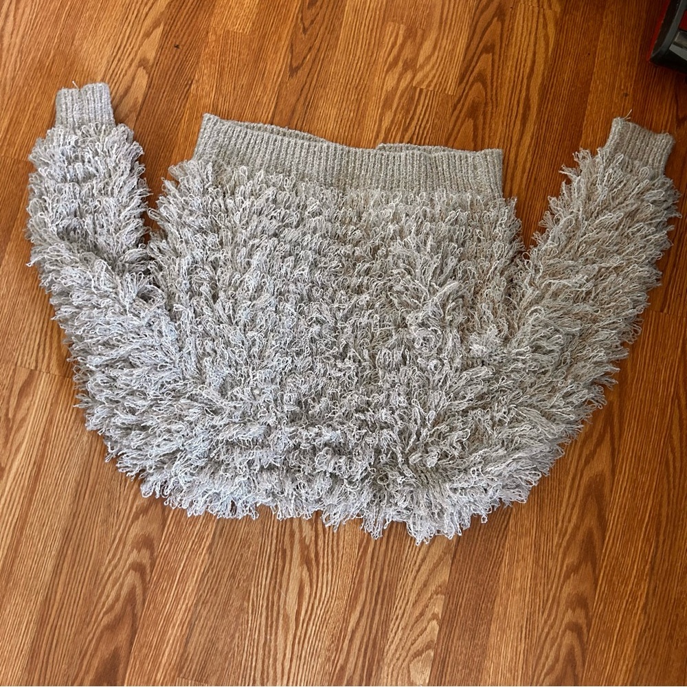 Hand crochet vintage side effect sweater loop knit fringe RARE FIND OSFM medium - Picture 8 of 8